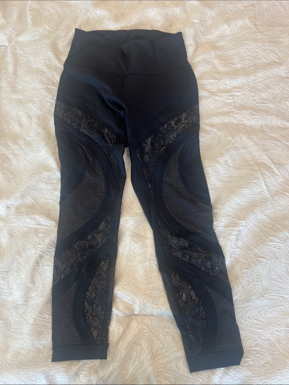 Lululemon Black Lace-Panel Active Leggings Size 8